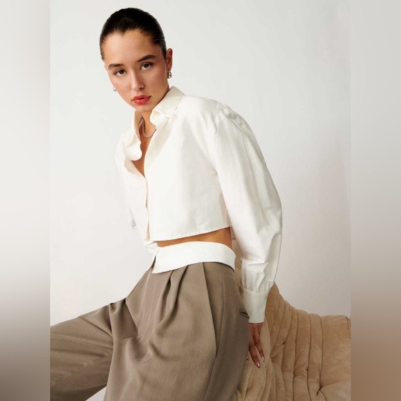 NEW Reformation Stevie Wide Leg Trouser Pant Mushroom Brown Size 22 NWT - Picture 4 of 15